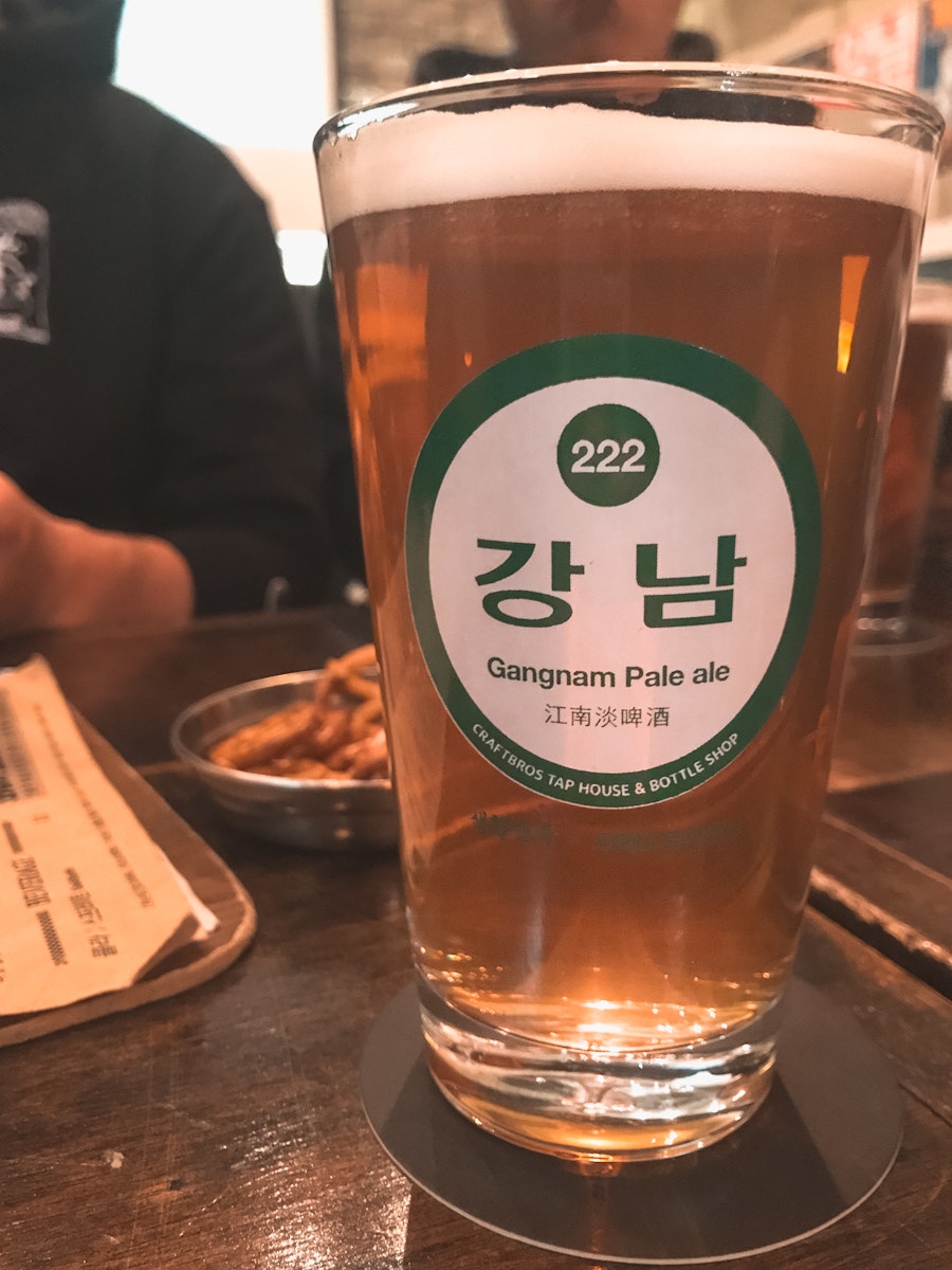 Having a beer in Korea
